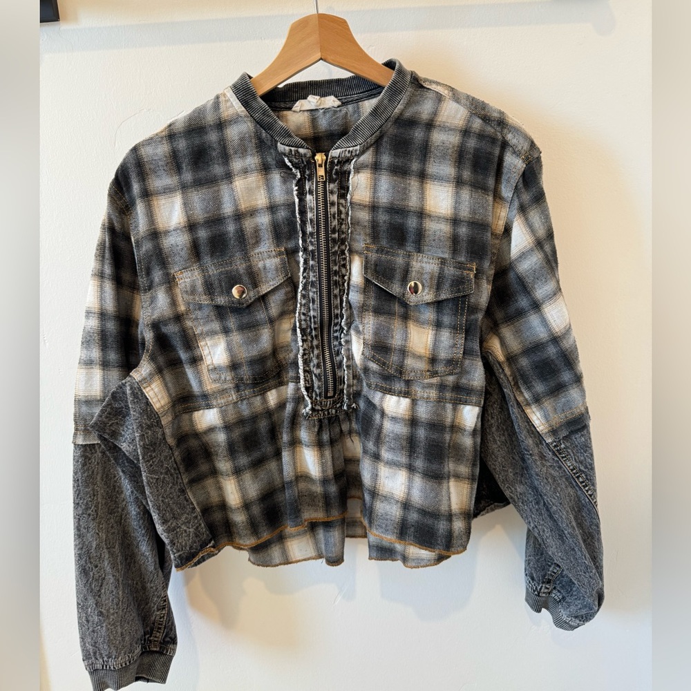 Plaid crop Long sleeve